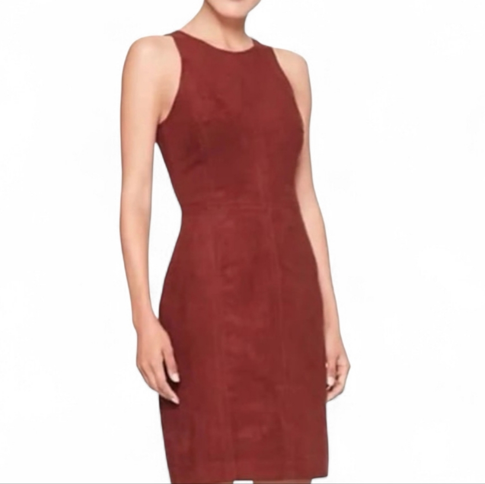 Banana Republic Vegan Sheath Suede like material dress size 0 auburn